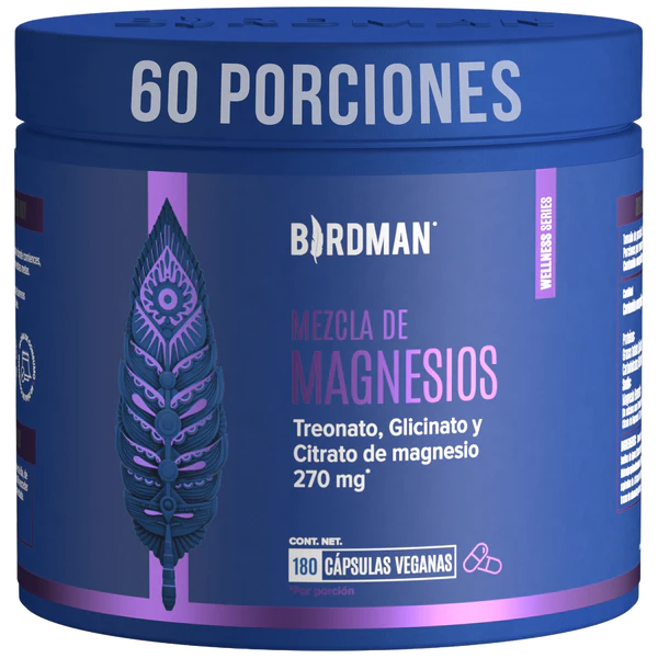 BirdmanMag Trifecta 3 en 1: Citrato, Glicinato y Treonato de Magnesio-180 Cápsulas